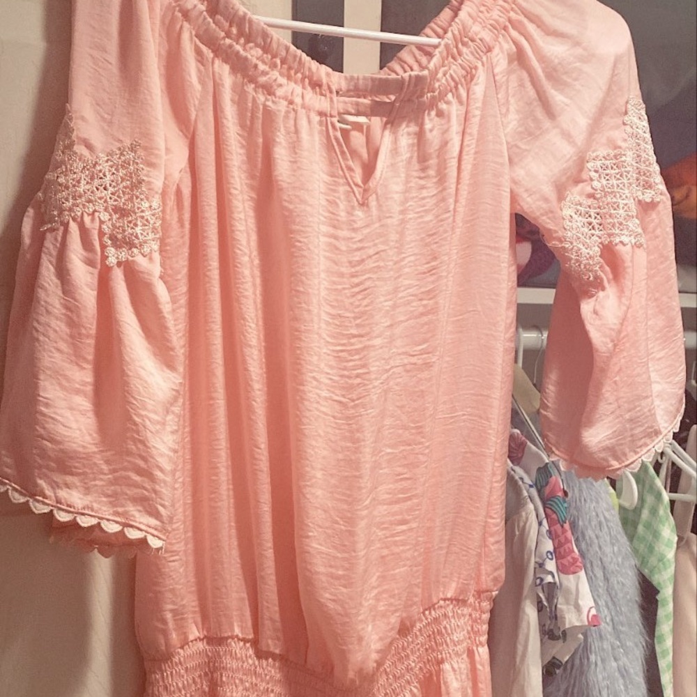 Vestique Pink Silk Smocked Dress